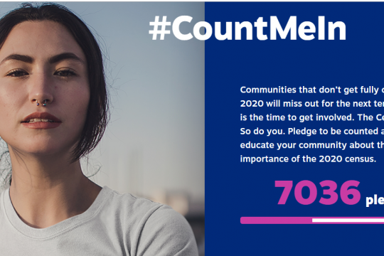 #CountMeIn Communities that don't get fully counted in 2020 will miss out for the next ten years. This is the time to get involved. The Census counts. So do you. Pledge to be counted and to educate your community about the importance of the 2020 census. 7036 pledges